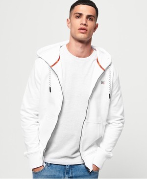 Superdry Collective Cipzár Férfi Kapucnis Pulóver Fehér | JWRNE0374